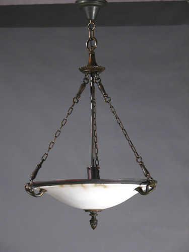Cast Bronze and Alabaster Inverted Dome